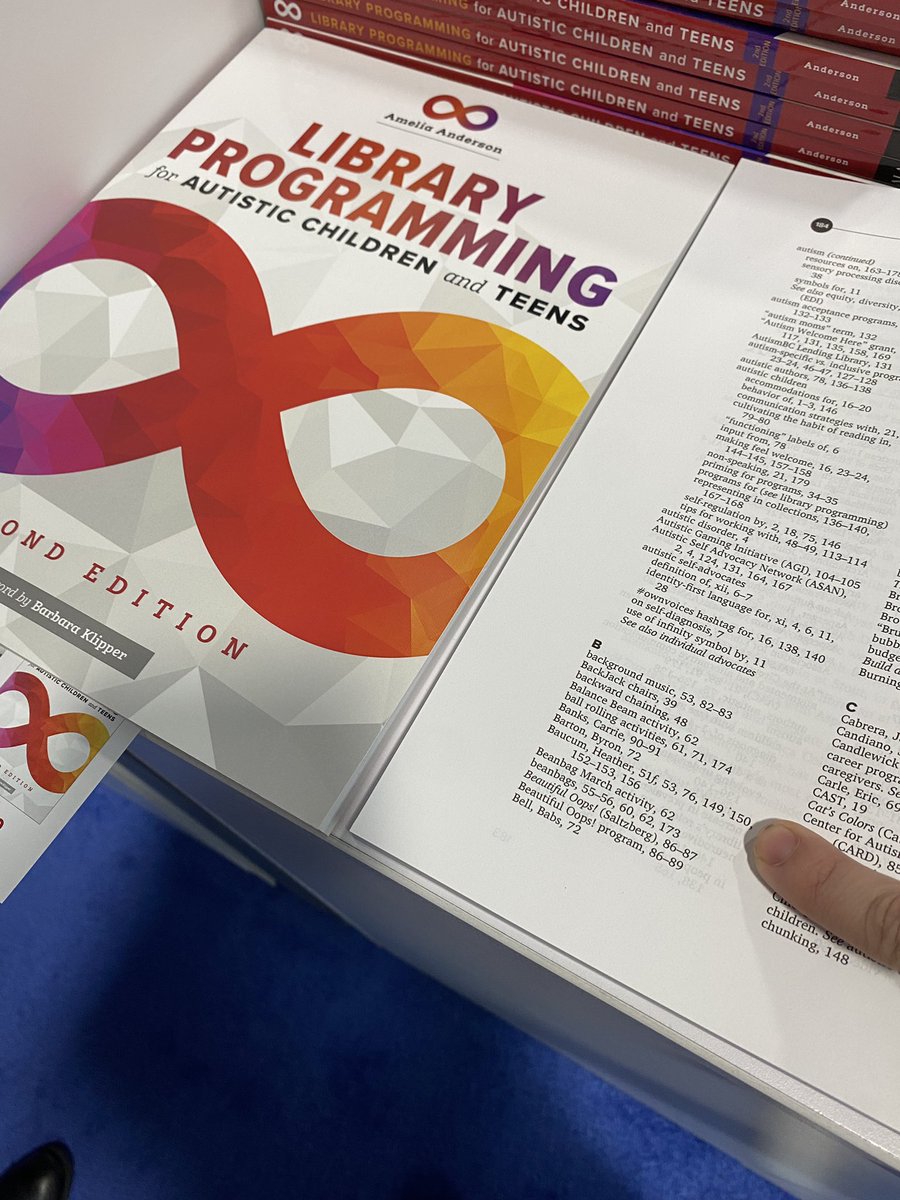 When you show up in the index in the new @ALALibrary book on library programming for autistic students here at #AASL21 😍😍😍😍😍  @FCPS_LIS @fcpsnews @CrossfieldES @CrossfieldESLib #adaptedlibrary @vaasl #vaslchat
