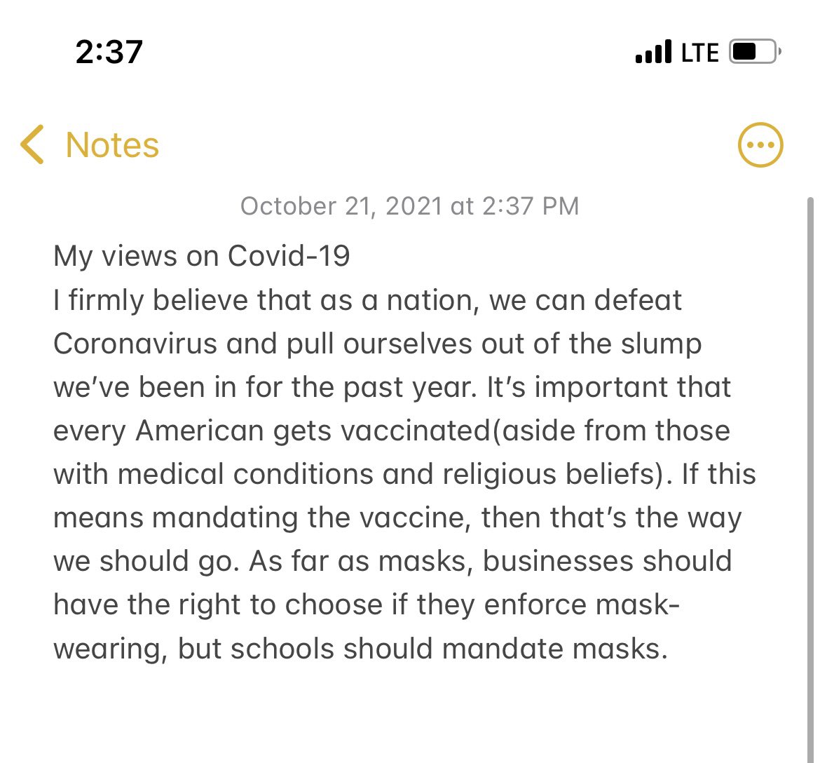 My views on Covid-19