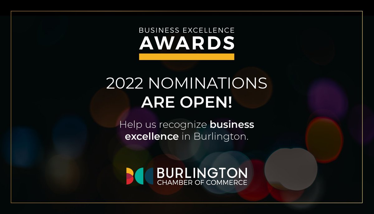 Are you employed by a business or organization in the Burlington community that deserves recognition? Nominate them for a Burlington Chamber of Commerce Business Excellence Award!

To complete a nomination form, visit: survey.zohopublic.com/zs/6EB3kK

#BurlingtonChamber #BurlOnBusiness
