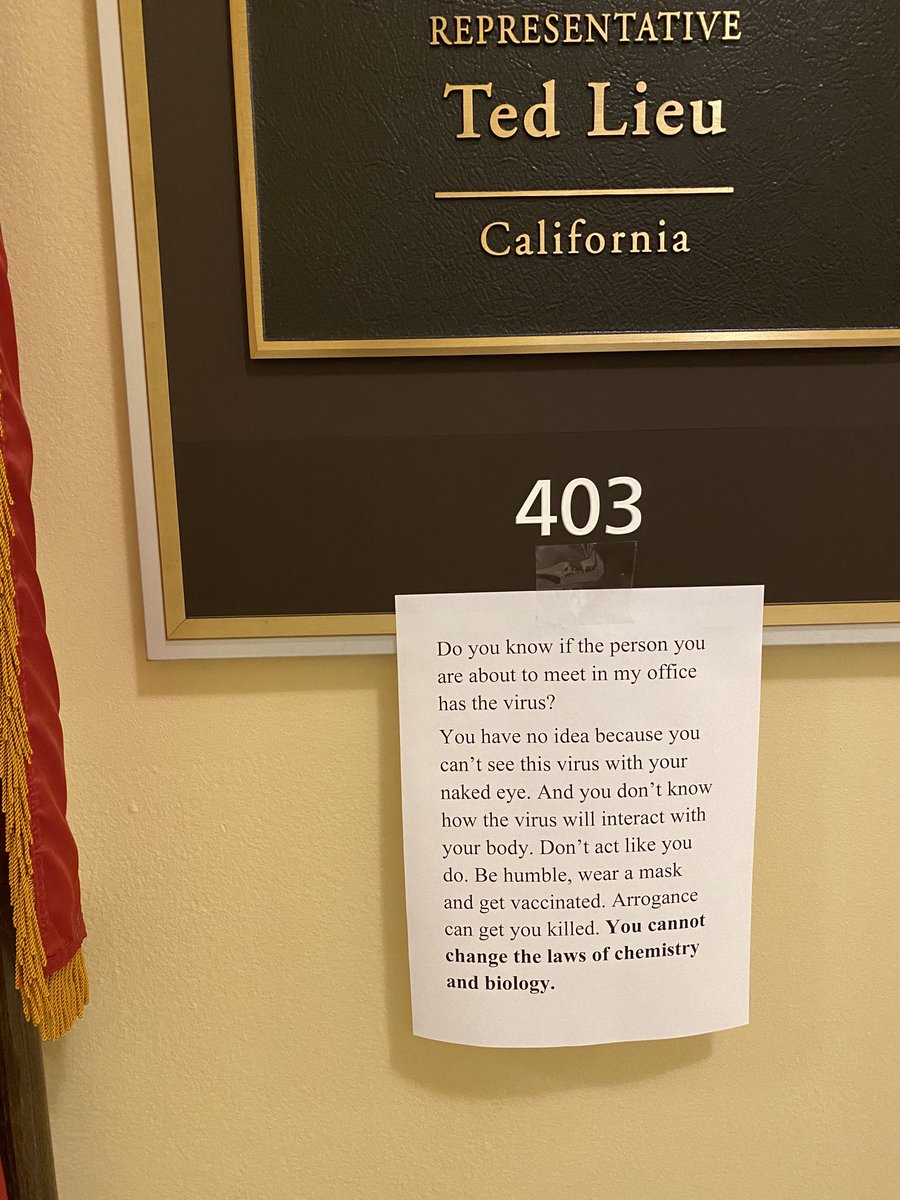 RT @tedlieu: This is the sign outside my Capitol office. https://t.co/76dBbYDVJI