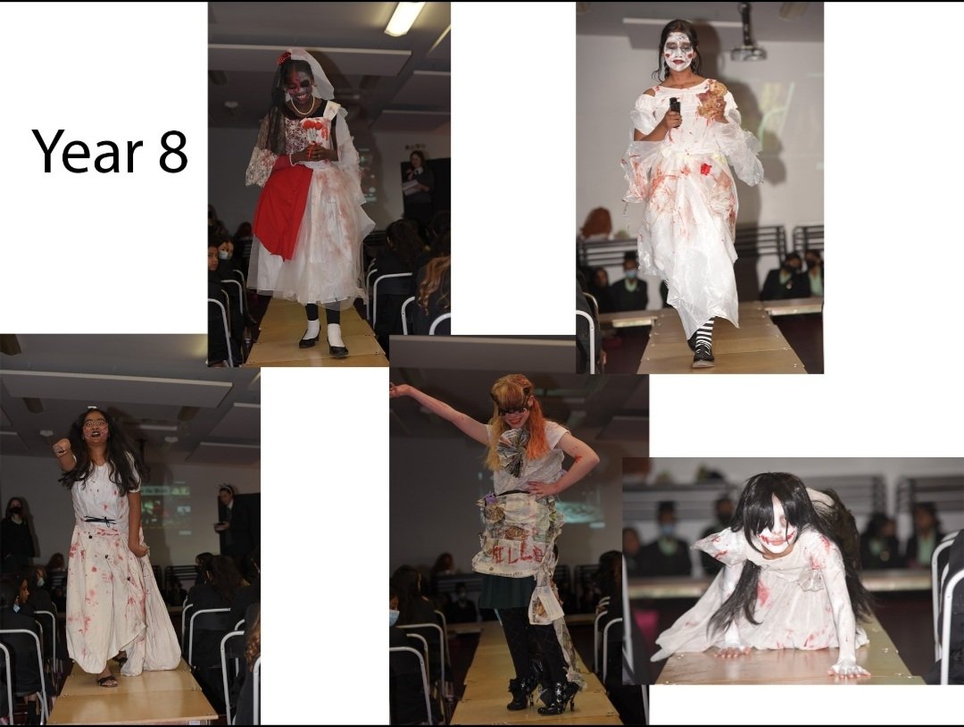 QMHSOFFICIAL's tweet photo. We had our first Halloween themed House Competition Fashion show today.  Key stage 3 smashed it with some stunning outfits all made from recycled materials.  Amazing creativity, team work and house spirit demonstrated by all. Results to follow!! https://t.co/LeHOrZsqAE