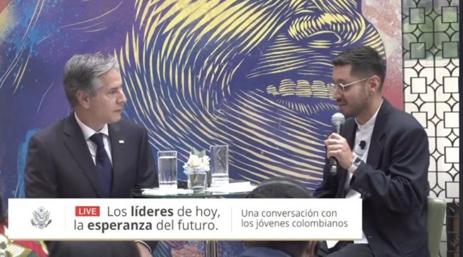 Moderated a conversation with U.S. Sec of State <a href="/SecBlinken/">Secretary Antony Blinken</a> and young, mostly AfroColombian and indigenous leaders discussing peace, climate, migration, lgbtq issues and democracy on his first official visit to Colombia and South America