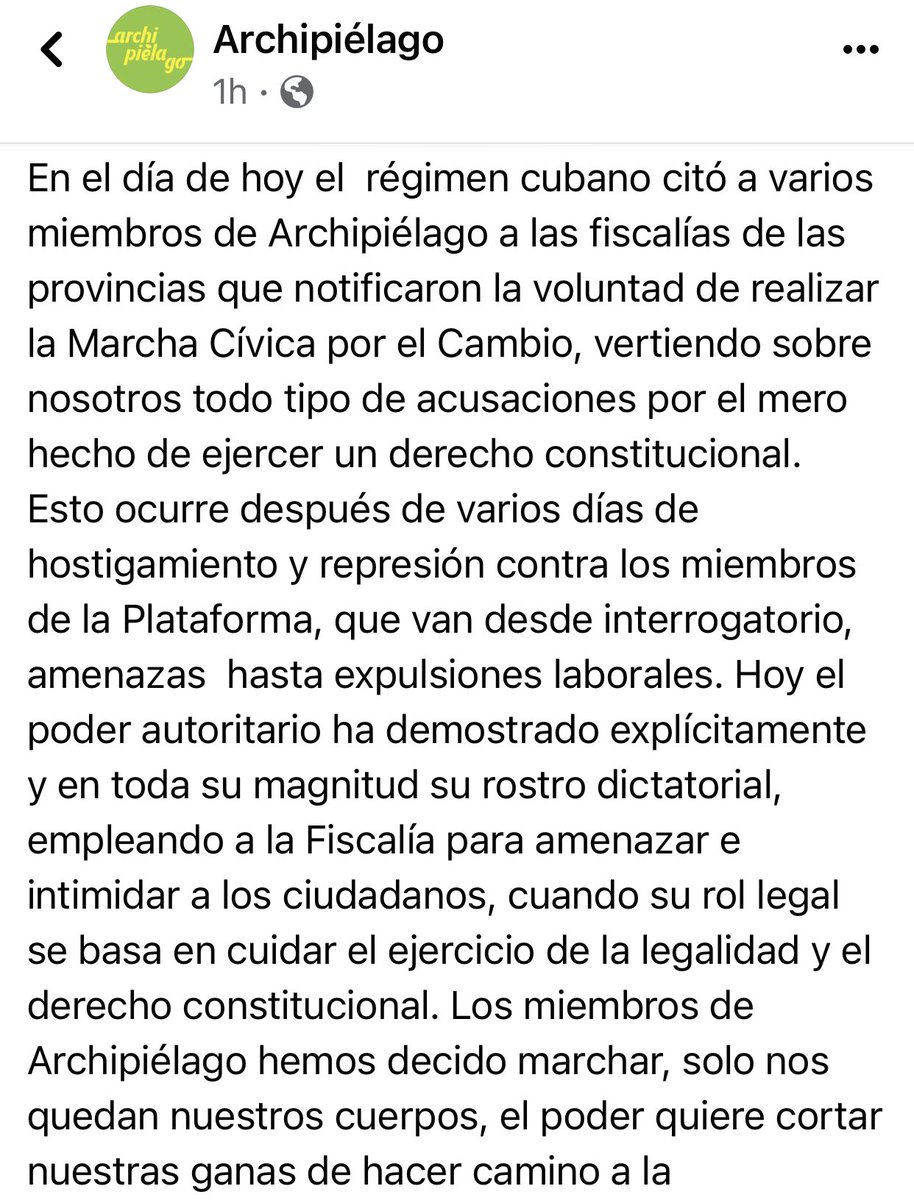 ArchipielagoCu's tweet photo. Declaración de nuestra plataforma.

#15N
#YoMarcho
#CubaEsDeTodos
#TodosSomosArchipielago https://t.co/xfmQf43D29