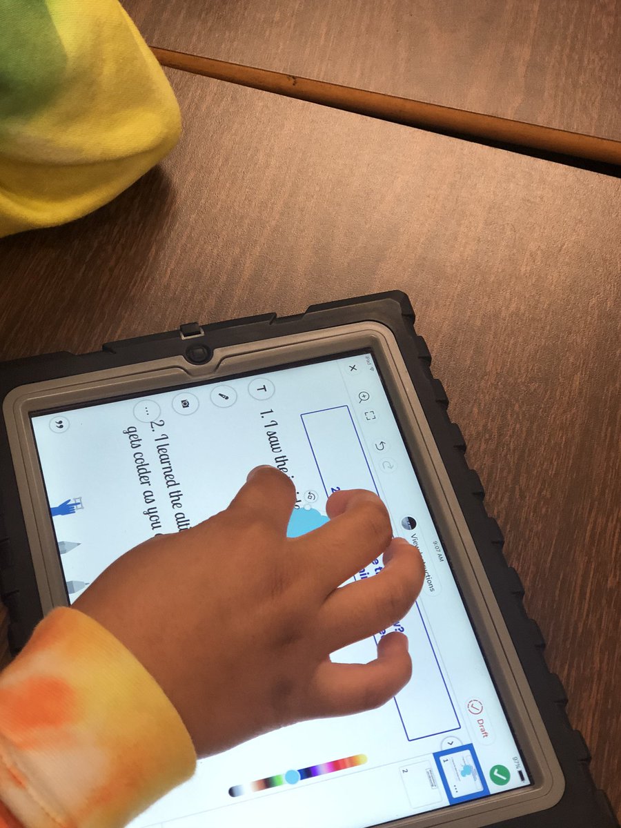 wood2_ae's tweet photo. Trip to the edge of space today with @Seesaw Virtual field trip. Students used the pop recording station to record answers. #somemuchengagement #greatdayoflearning @Acworth_ES @ksuiteach https://t.co/sTXA4hMUIf