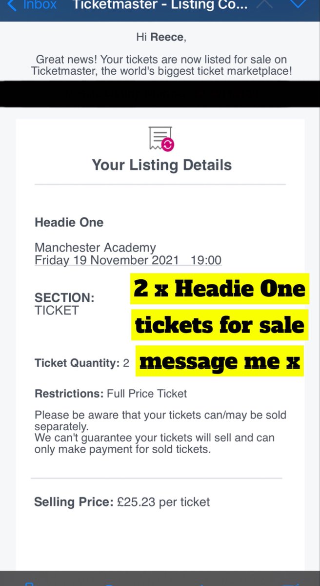 Reece_Blake97's tweet photo. 2 X @HeadieOne tickets for sale in Manchester Friday 19th November. Open to offers. Message me. Best price x https://t.co/IUYoOMQKjt