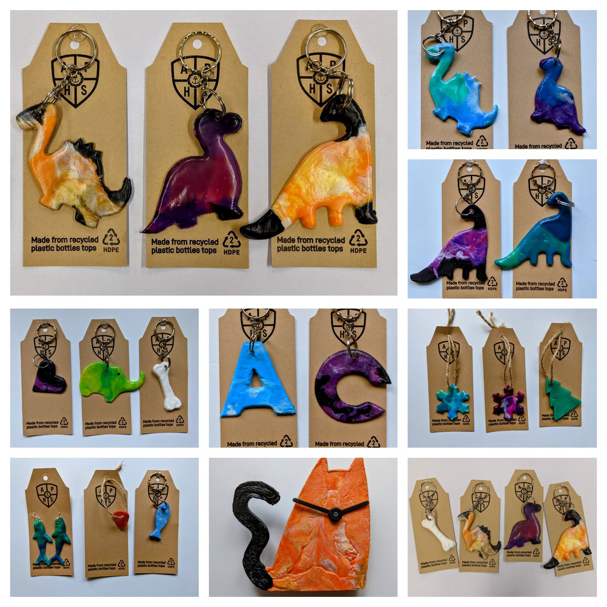 MrsMoffatDT's tweet photo. Pretty impressed by the products made from recycled plastic bottle tops created by my Y10 D&amp;T students @AldermanHigh as part of their sustainability Enterprise challenge! #aphsdt  #entrepreneur #dandt #recyclingplastic #STEM https://t.co/OXcK2Fs8d5