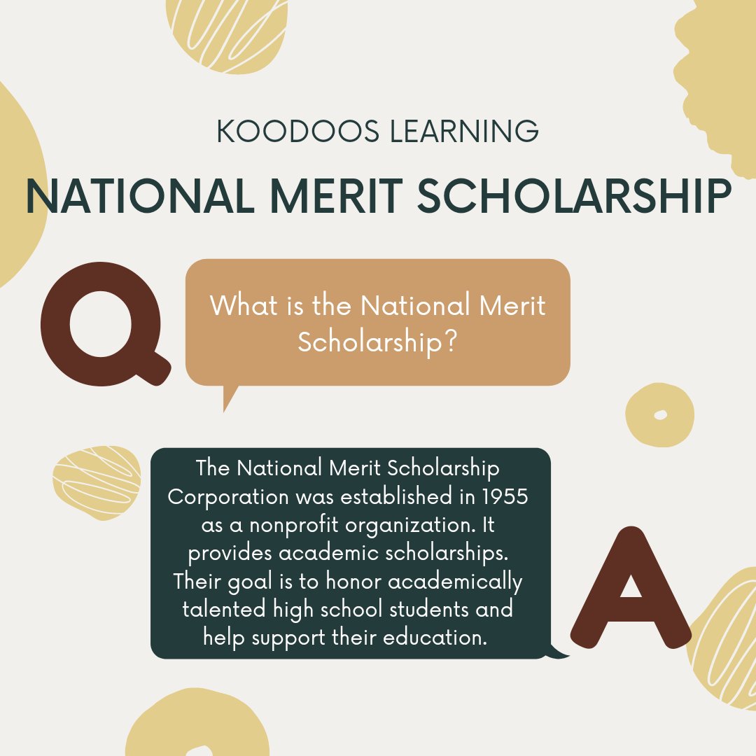KoodoosLearning's tweet photo. Happy Thursday! 🤓 Do you know about the National Merit Scholarship?  Here's some helpful info!
#koodooslearning #collegeprep #highereducation #highschool #applyingtocollege #collegeadmissions #admissions #classof2022 #classof2023 https://t.co/4PCrApnKLg
