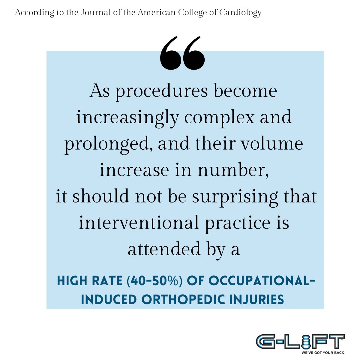 theglift's tweet photo. Week 3 of highlighting the ACC and SCAI publishing in the Journal of the American College of Cardiology! 

The facts support the urgency to protect yourself from orthopedic injury while wearing a protective lead apron.                                         #healthcare https://t.co/Kobv7xdvFh