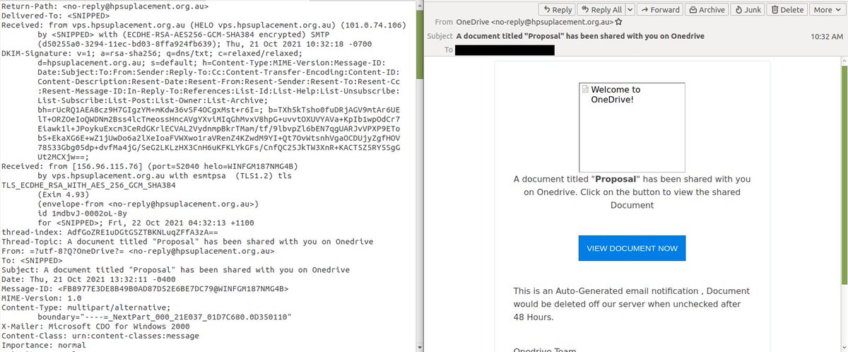 SpamAuditor's tweet photo. Detected #fake @OneDrive #phishing from 101.0.74.106 #hostopia. 

URL contains the domain "adminonesupphomecloud[.]xyz"
@Namecheap please look into this if you haven't already.

@ActorExpose @JCyberSec_ @nullcookies @illegalFawn https://t.co/yizMjXw7QM