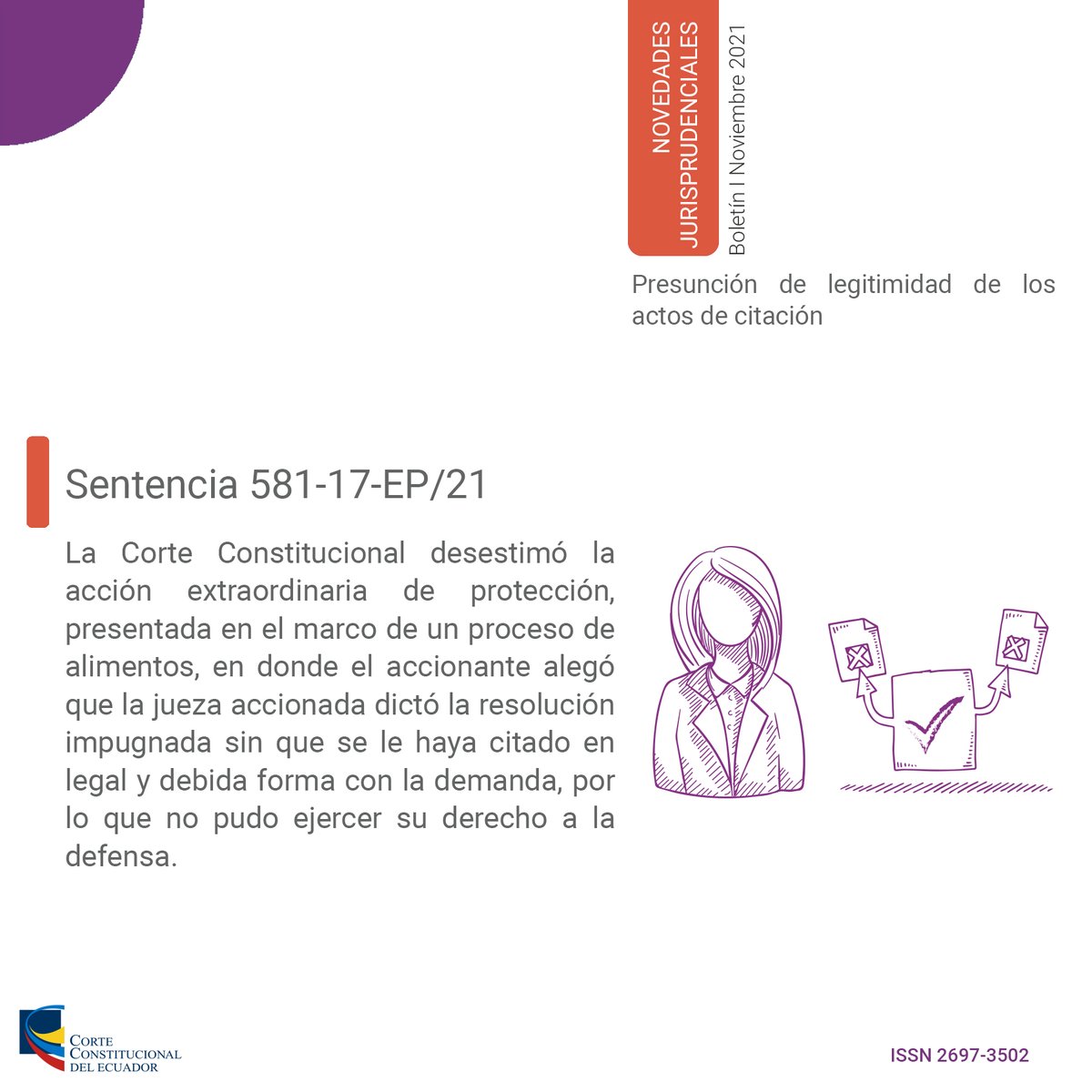 CorteConstEcu's tweet photo. #NovedadesJurisprudenciales | Presunción de legitimidad de los actos de citación. 📄Ver sentencia➡️ https://t.co/m149iPcOY8 https://t.co/sN19ZhUCSt