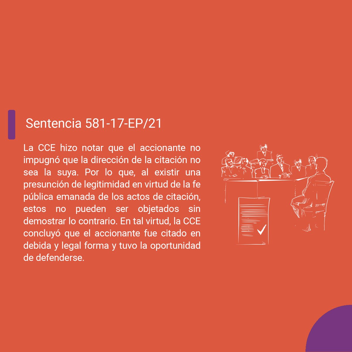 CorteConstEcu's tweet photo. #NovedadesJurisprudenciales | Presunción de legitimidad de los actos de citación. 📄Ver sentencia➡️ https://t.co/m149iPcOY8 https://t.co/sN19ZhUCSt