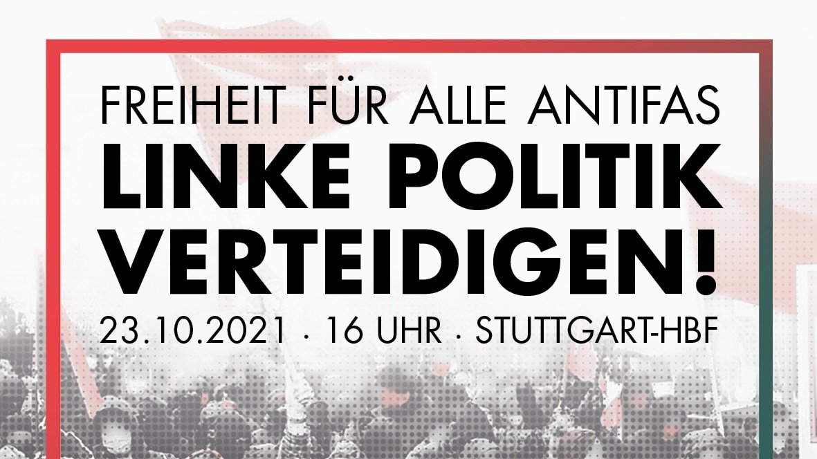 Fahrt am Samstag mit uns nach Stuttgart! Zugtreffpunkt aus Karlsruhe: 14 Uhr, Zooeingang vor dem Karlsruher Hbf. Unser Aufruf: oatkarlsruhe.wordpress.com/2021/10/20/ant… #antifa #karlsruhe #stuttgart #antirepression #freiheitfürlina #freiheitfürdy #freiheitfürallepolitischengefangenen #solidarität