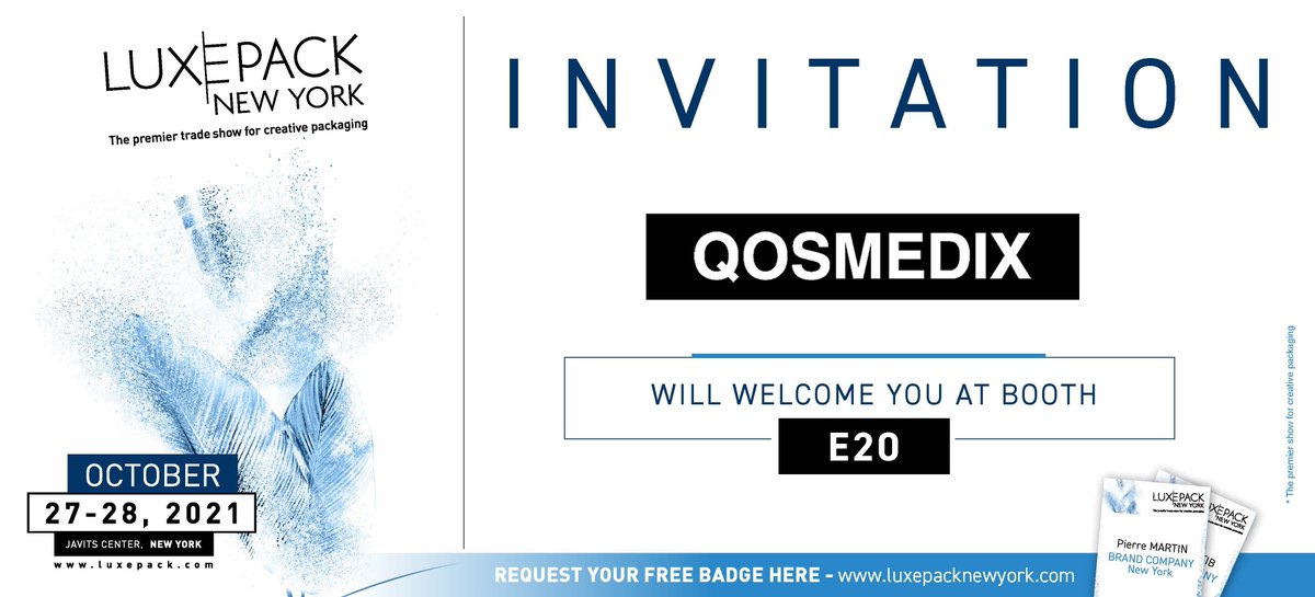 Qosmedix's tweet photo. We are thrilled to be back on the trade show floor at Luxe Pack, NY! Join us at booth E20, where we will be showcasing some of our latest packaging solutions for beauty, fragrance and wellness brands.

https://t.co/O6DmclmsXe

#qosmedix #luxepack #tradeshow #packaging #cosmetics https://t.co/B4R2lyONpZ