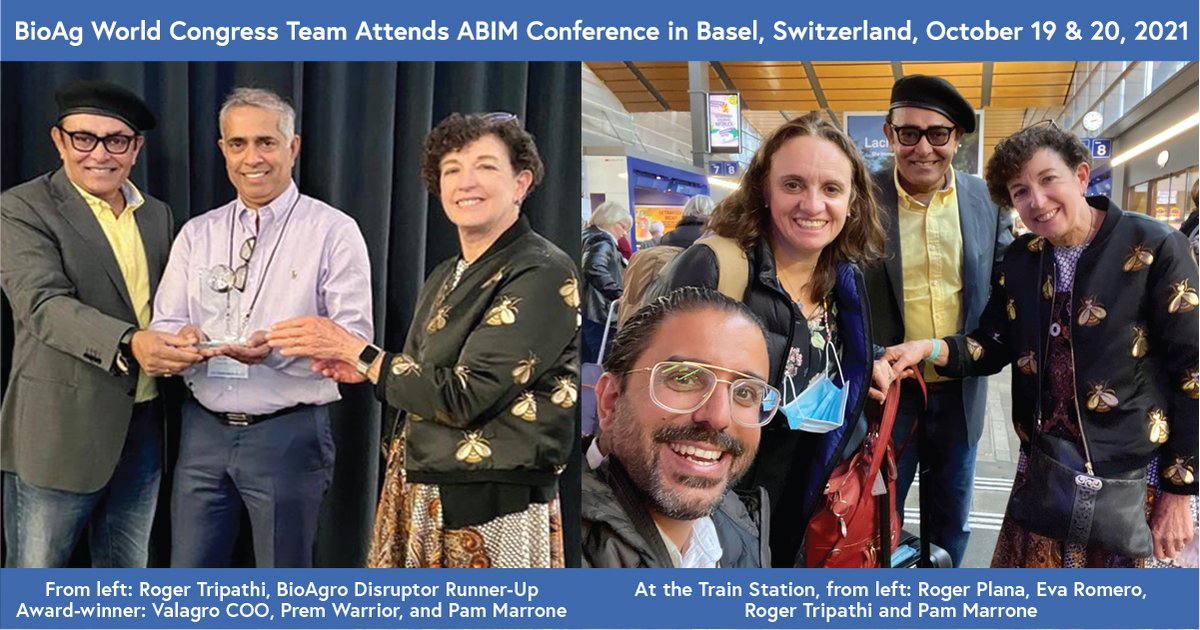 GBAL_BioAg's tweet photo. BAW Congress BioAgro Disruptor Runner-Up Award delivered in person to Valagro COO, Prem Warrior at the ABIM Conference in Basal, Switzerland, Oct. 19 &amp; 20. BAW Team bids farewell to Switzerland at the train station. #sustainableagriculture #abim2021 #biotechnology https://t.co/egNiWZuB95