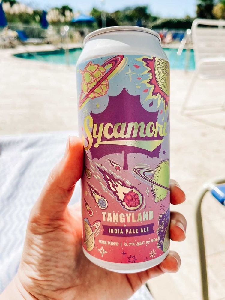 Sycamore Brewing (@sycamorebrewing) on Twitter photo We’re loving this poolside snap of Tangyland IPA from <a href="/EasterdayCreate/">Easterday Creative</a> 👏 The gold foil details on the label look 🤩 in the sunlight. ✨✨✨ We’re loving this poolside snap of Tangyland IPA from <a href="/EasterdayCreate/">Easterday Creative</a> 👏 The gold foil details on the label look 🤩 in the sunlight. ✨✨✨
