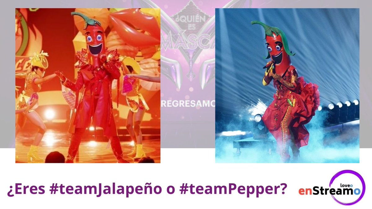 enstreamo's tweet image. ¡Esta qué arde! Como Jalapeño o como #Pepper amamos a esta bella máscara que lo está dando todo con su voz y talento #peppermask #TheMaskedSinger  #enstreamo