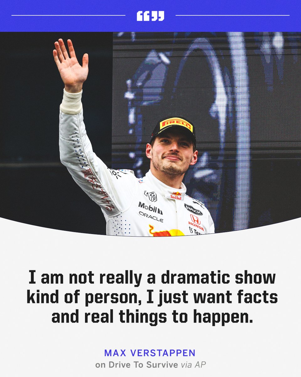 ESPNF1's tweet photo. Max Verstappen says he has decided not to take part in the upcoming 'Drive to Survive' series on Netflix 😤 https://t.co/khWIAvJZpX