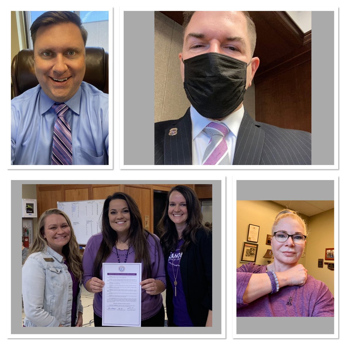 michelle_lowry's tweet photo. #Every1KnowsSome1 #EndDV #purpleThursday
District Attorney Matt Ballard and his staff are showing support for victims of domestic violence while fighting to put a stop to the crimes. @Okdistattorneys       Also an office food drive to benefit the local DV shelter.  
💜💜💜 https://t.co/B8scCb8p28