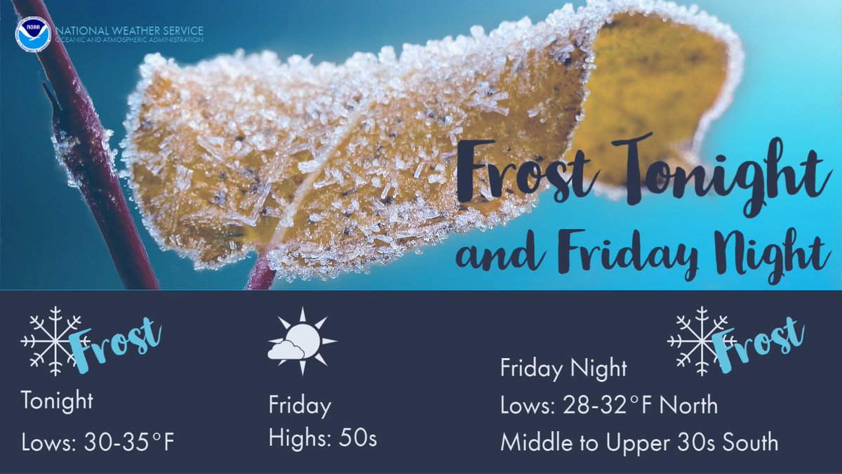 NWSDesMoines's tweet photo. Frost is likely by Friday morning along with some freezing temperatures over northern Iowa. Another round of frost and freezing temps Friday night into Saturday morning. #IowaFall #iawx https://t.co/FjEKTjHQRm