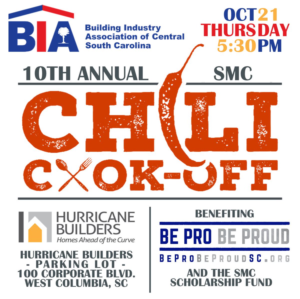 TONIGHT: Chili for Charity!! Everyone is invited! $20 at the door for 18 different Chilis, drinks and live music. See you tonight! #chili #chilicookoff