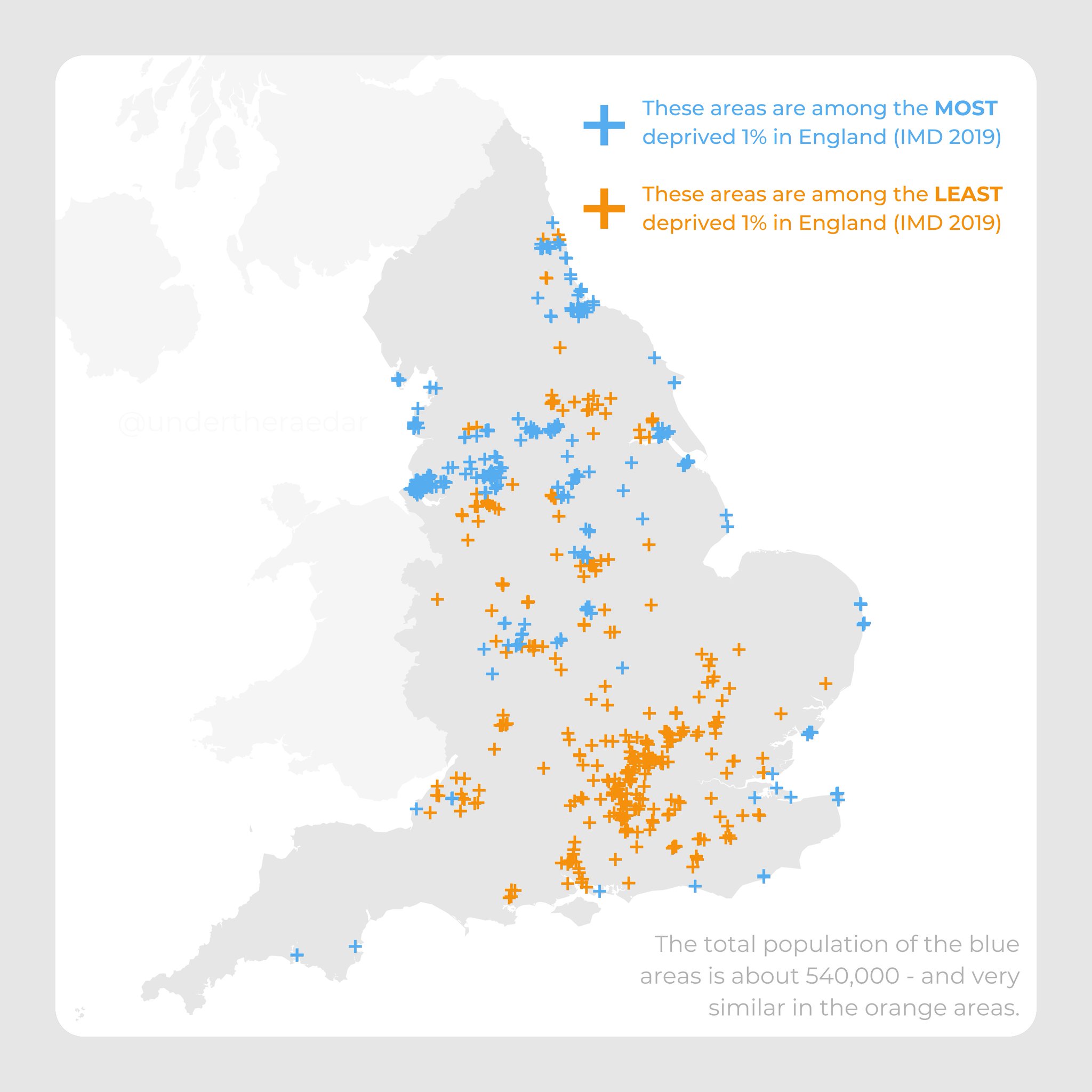 Alasdair Rae on Twitter "A very simple plot of those areas in England