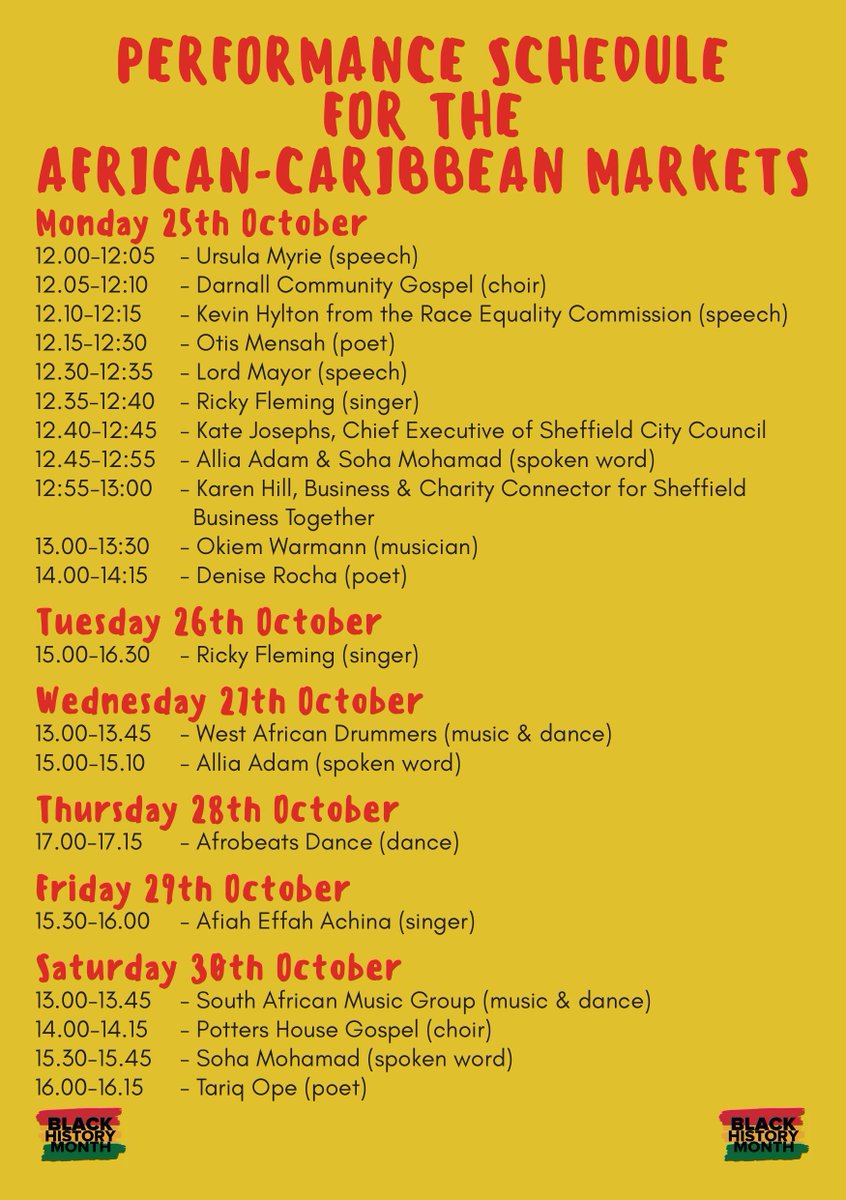 SheffCouncil's tweet photo. Here is what to expect on Fargate this Monday coming up for the ADIRA event in support of Black History Month. 
 
#BlackHistoryMonth #Sheffield https://t.co/ixxsKi9d8n