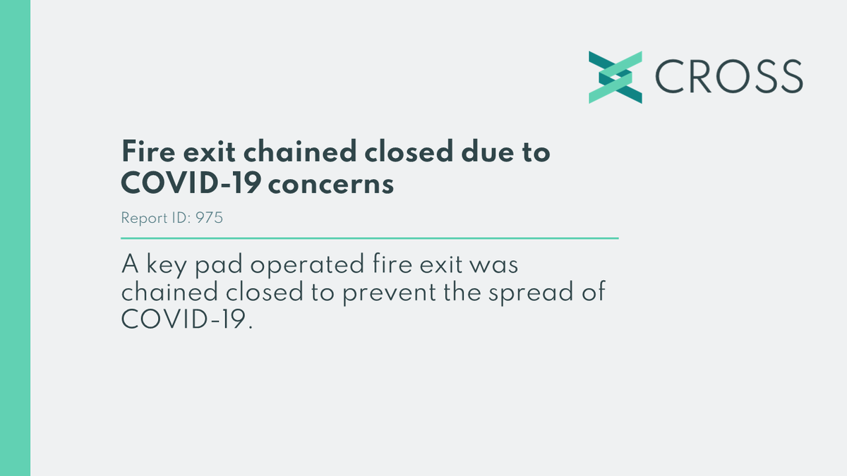 cross_safety's tweet photo. In this report 'a key pad operated fire exit was chained closed to prevent the spread of COVID-19.'
Get the expert panel comments here: https://t.co/BINPnsX6g8
#FireSafety #Safety #SaferStructures #FireEngineer #Engeering #Covid https://t.co/BYoxzcdlZl