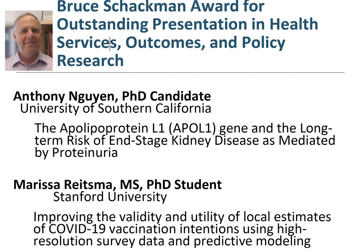StanfordHP's tweet photo. Help us congratulate SHP's @MarissaReitsma for winning a #SMDM21 Lusted Student Award for "improving the validity and utility of local estimates of #COIVD19 vaccine intentions using high-resolution survey data and predictive modeling." 🎉🎉🥇 https://t.co/X1HD7XEjpr