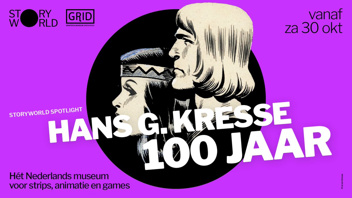 Storyworld_nl's tweet photo. Nieuwe Spotlight! Vanaf 30 oktober zetten we het werk van één van Nederlands grootmeesters Hans G. Kresse in de schijnwerpers bij strip-, animatie- en gamemuseum Storyworld én bij @GRIDgroningen. Meer informatie en tickets via https://t.co/h4Zo94sI8c #kresse #strips https://t.co/RUvWzYvBWY