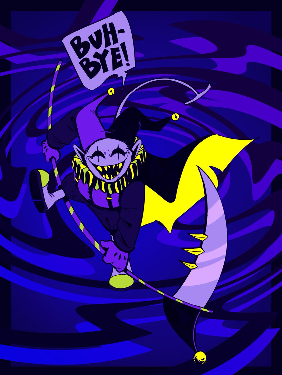 curlytsunamiART's tweet photo. in honor of me finally, FINALLY defeating jevil today #DELTARUNE https://t.co/nEKorB2fIf