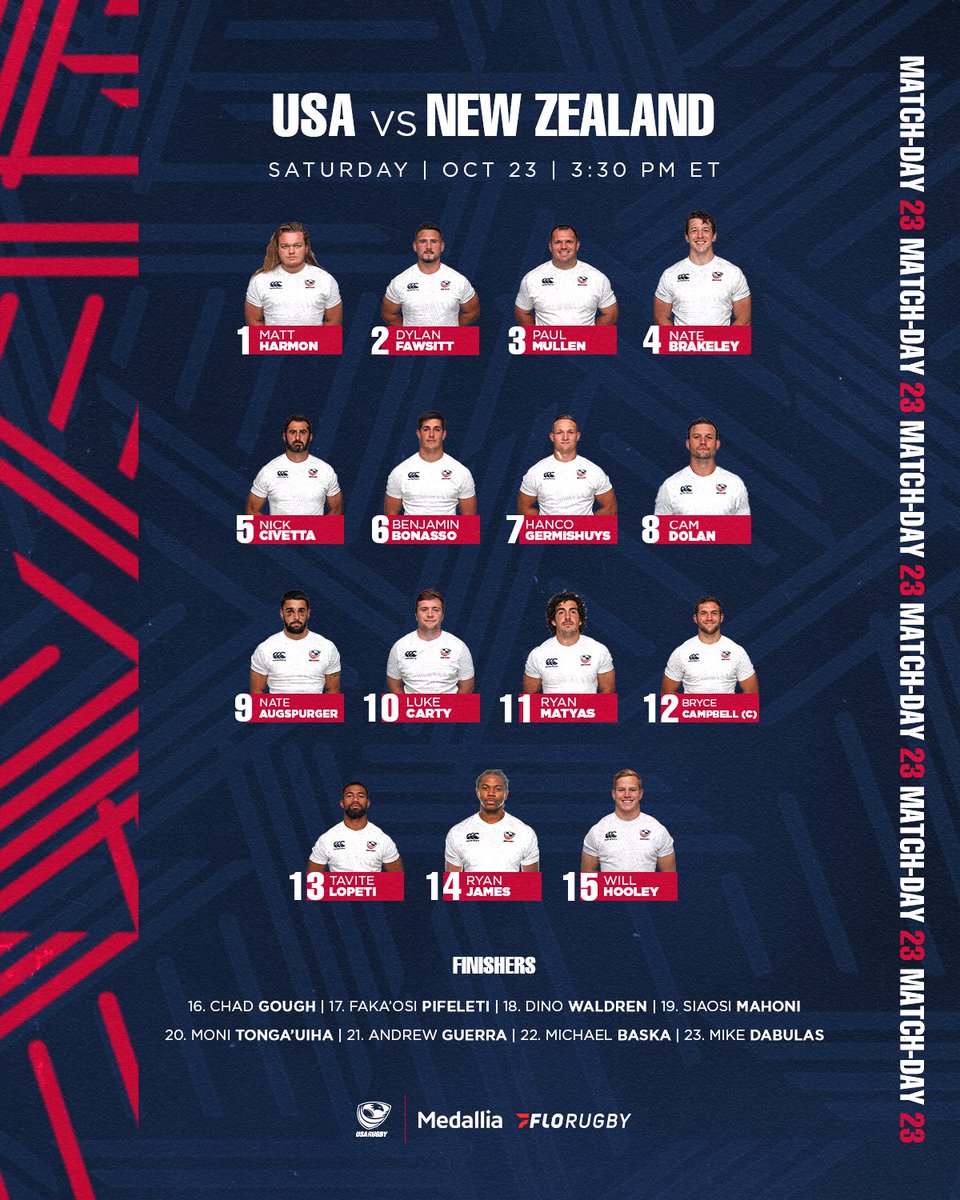 Your 23 Eagles for Saturday's historic 1874 Cup test match 🇺🇸💪