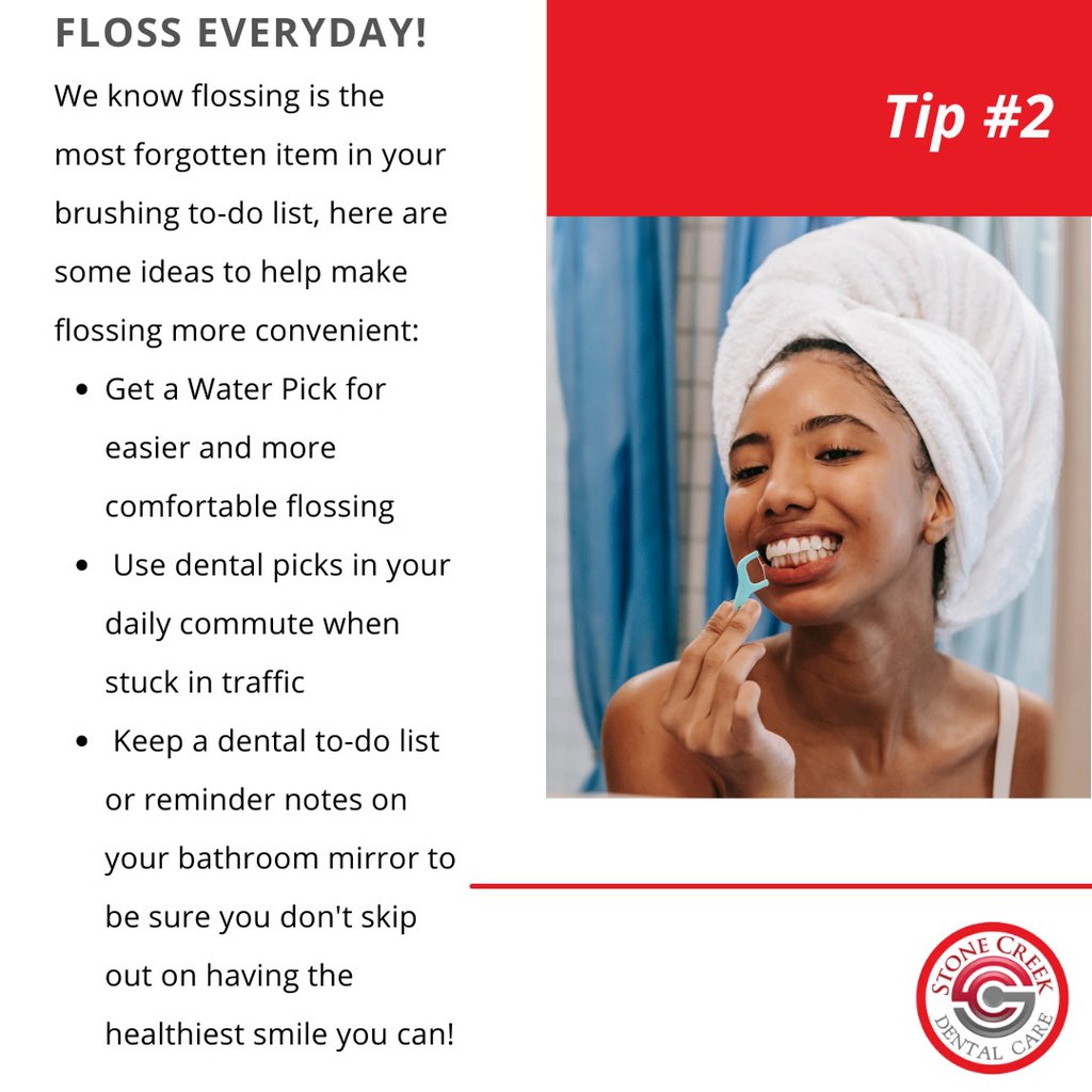 stonecrk_dental's tweet photo. Happy third week of #NationalDentalHygieneMonth! We are sharing three more Clean Teeth Tips 
🦷😁🪥 https://t.co/lPBADqlwol
