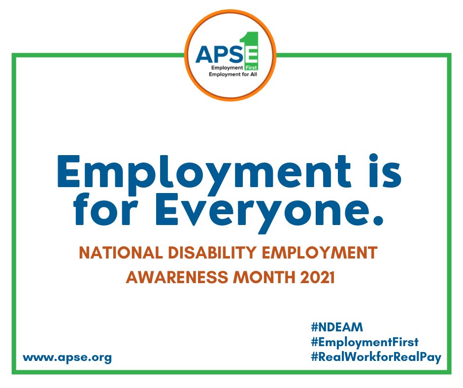 ApseAz's tweet photo. Employment is for everyone. What does this mean to you? Celebrate NDEAM by telling us in the comments. #NDEAM #weallworkAZ #employmentfirst #realworkrealpay https://t.co/HxGehuxKsP