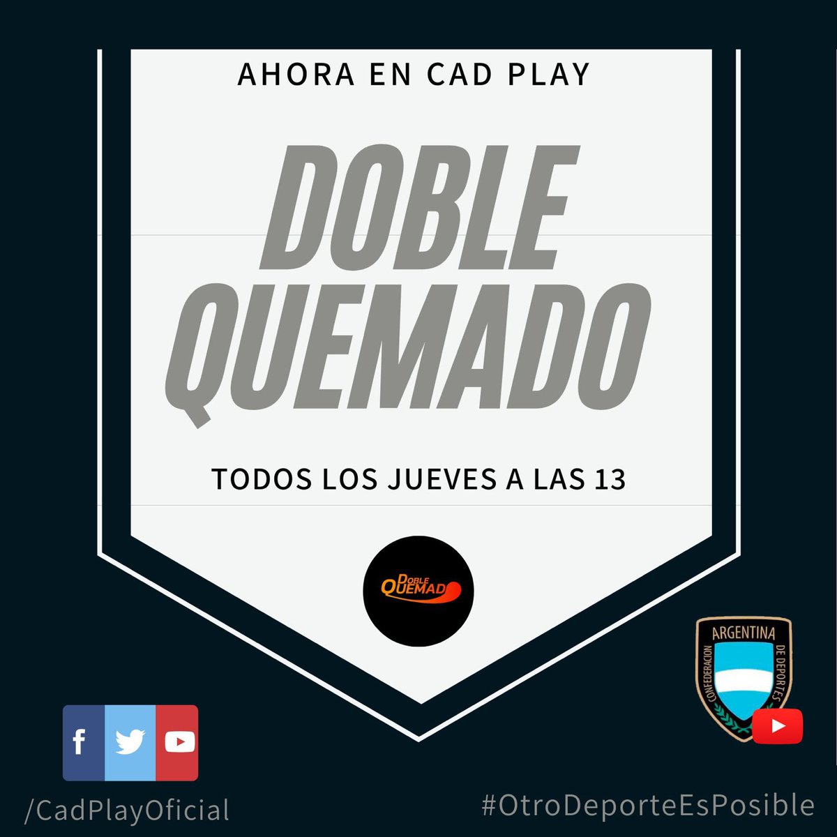 CADPlayOficial's tweet photo. ❗️AIRE para @Doblequemado 

✔️El programa oficial de la @Dodgeballar. Súmate y conoce más de este deporte 👇🏼 https://t.co/3nvaMwFcd9