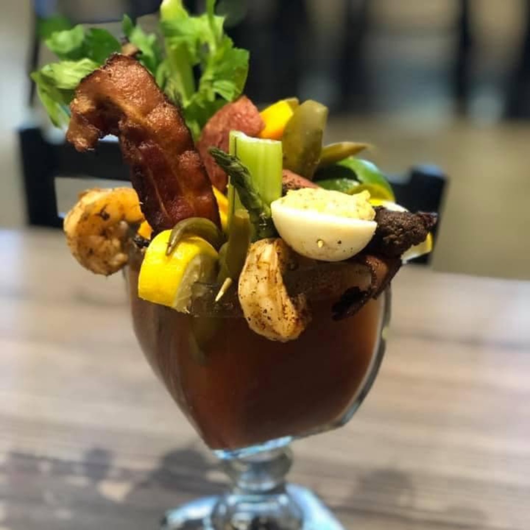 Make your own Bloody Mary? Yes please! 😋 Find this and more at Brick &amp; Spoon in Orange Beach!