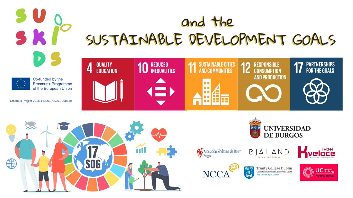 SuskidsP's tweet photo. Did you know that SUSKIDS addresses 5 of the #SustainableDevelopmentGoals? Learn which and how with our poster at our website! https://t.co/aMB5yf9AtL
@UBUinvestiga @BjalandIT @Kveloce_I_D_i @tcddublin  @hogeschoolUCLL @NCCAie @MayoralPalau @EUErasmusPlus @2030Agenda https://t.co/hgyMgnnuy6