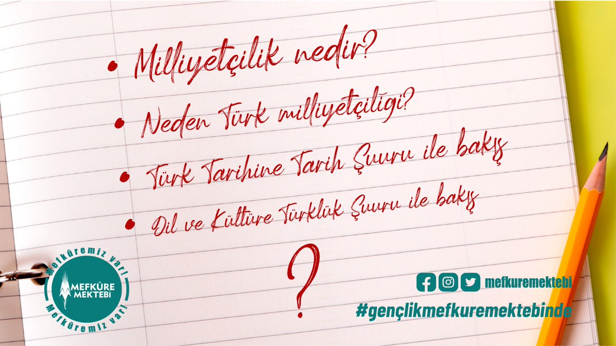 Soruların cevapları Mefkûre Mektebinde!

İletişim için:

➡️ facebook.com/mefkuremektebi
➡️ instagram.com/mefkuremektebi
➡️ x.com/mefkuremektebi

#gençlikmefkuremektebinde #mefkuremektebi #mekteptebuluşalım #gençlik #üniversite #eğitim #kitap #milliyetçilik #TürkMilliyetçiliği