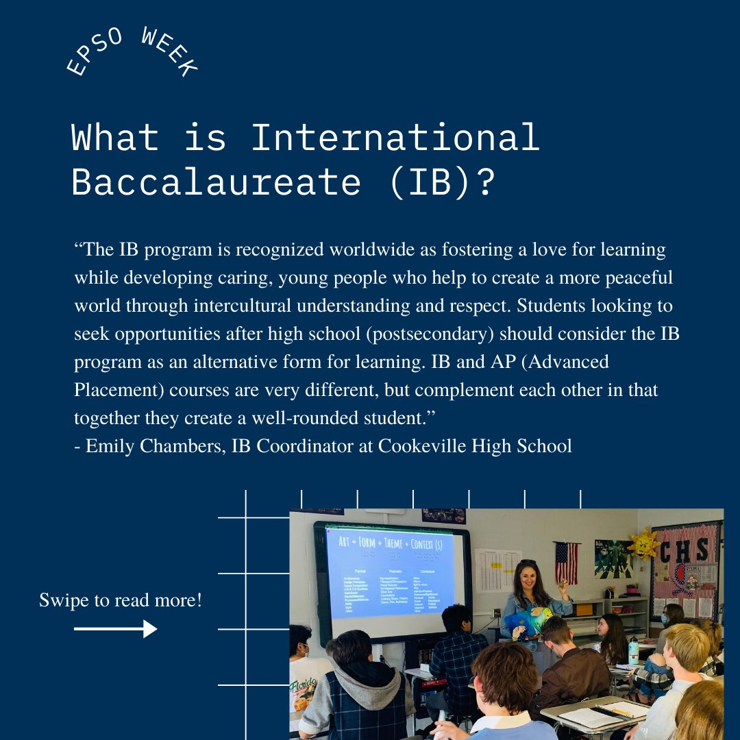 PCSSTN's tweet photo. International Baccalaureate is another EPSO (Early Postsecondary Opportunity) for students in the PCSS. 

#PCSS #EPSOWEEK2021 #FutureReady https://t.co/9MCOKN8boC