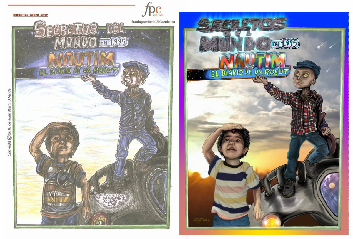 JuanMartinAllen's tweet photo. La portada original del #comic que publiqué en 2012 junto a la versión de 2021 mejorada digitalmente. Desde ahora mi comic #SecretosDelMundo también se podrá conseguir online. Lo explico mejor en el siguiente link: https://t.co/aDMnroXBO3 #ventaonline #ventadecomic https://t.co/SNPR1icupK