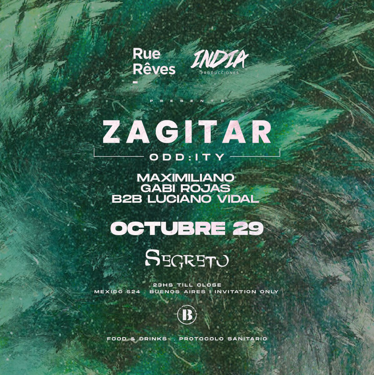 🎧

<a href="/zagitarofficial/">Zagitar</a> 
Maximiliano
Gabi Rojas
B2B Luciano Vidal

📍 La Biblioteca (Mexico 524, CABA)
 
🗓️ 29 de Octubre 
🕚 23:00hs to close

🎟️ 📲 Comprá ya tus #Etickets bit.ly/2Z9ed6B