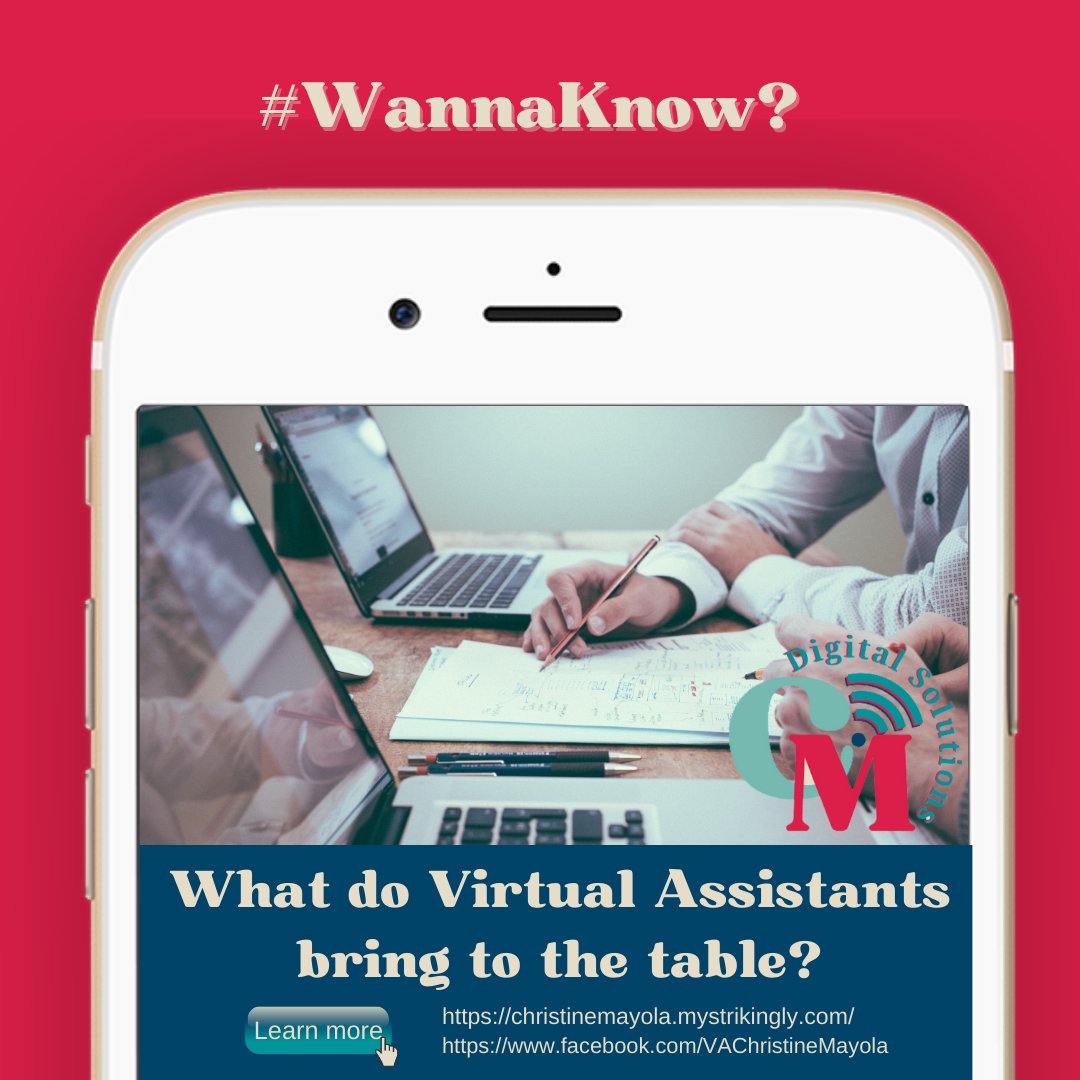 Christinemayola's tweet photo. There are so many ways a GVA can help you, here are just few:
👍General Administrative Task
👍Social Media and Email Manager
👍Blog Management
👍Receptionist Duties
#WannaKnow more? Click the link to learn more.  https://t.co/bLnWS9EKtb
 #remoteassistant #CMonlinesolutions https://t.co/dEhPA5J0Mw