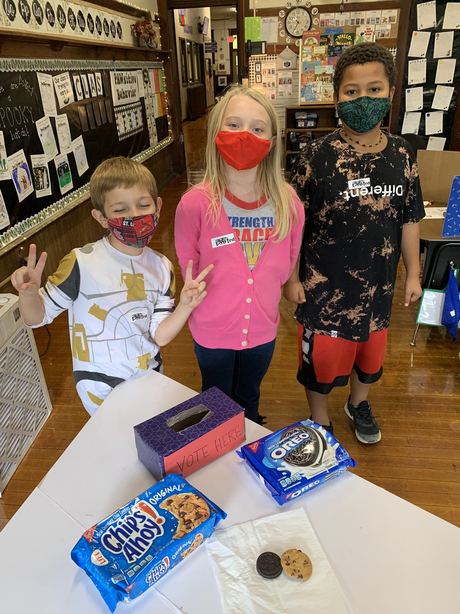 sterkelteach's tweet photo. Our stories this week were about the importance of voting so it was only fitting that we had a COOKIE election!! Oreo won! ��🇺🇸🍪 @Bement_CUSD_5 https://t.co/KspR6R1SSe