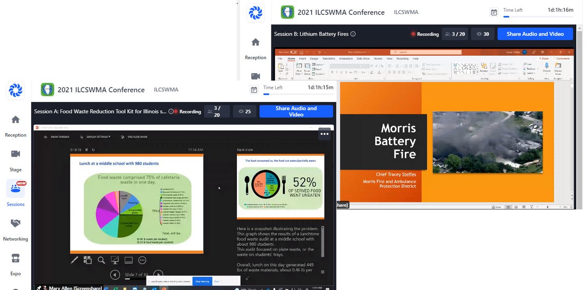 ilcswma's tweet photo. Discussions about Food Waste Reduction in Schools and the Morris Lithium Battery Fire in session NOW! 
Join FREE - earn SWANNA CEUs!
Coming up at Noon - The Tazwell County Community Compost Kiosk Program and Emissions Monitoring Technology
https://t.co/eIjPEBmyjJ https://t.co/ep4L6K67LD