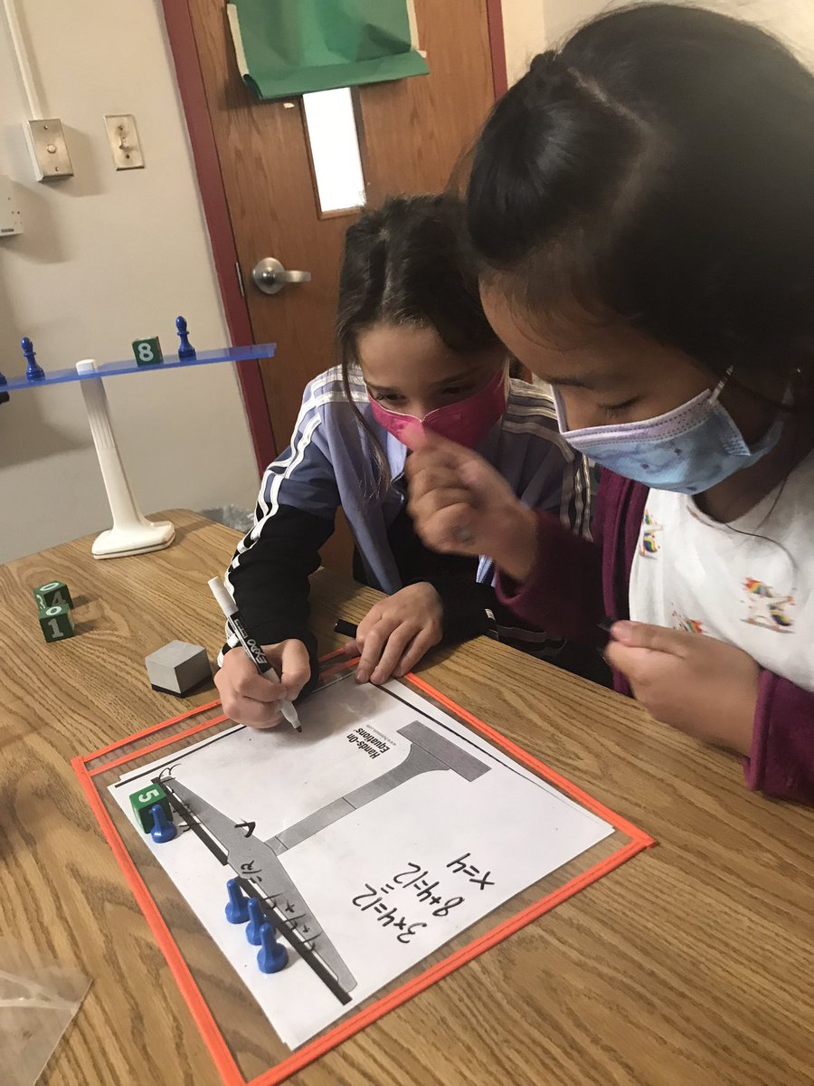 equity_in_math's tweet photo. Third grade students explore algebraic equations using concrete and pictorial representations. #HandsonEquations @APSGifted @APSMath https://t.co/uEZoBmvDh1