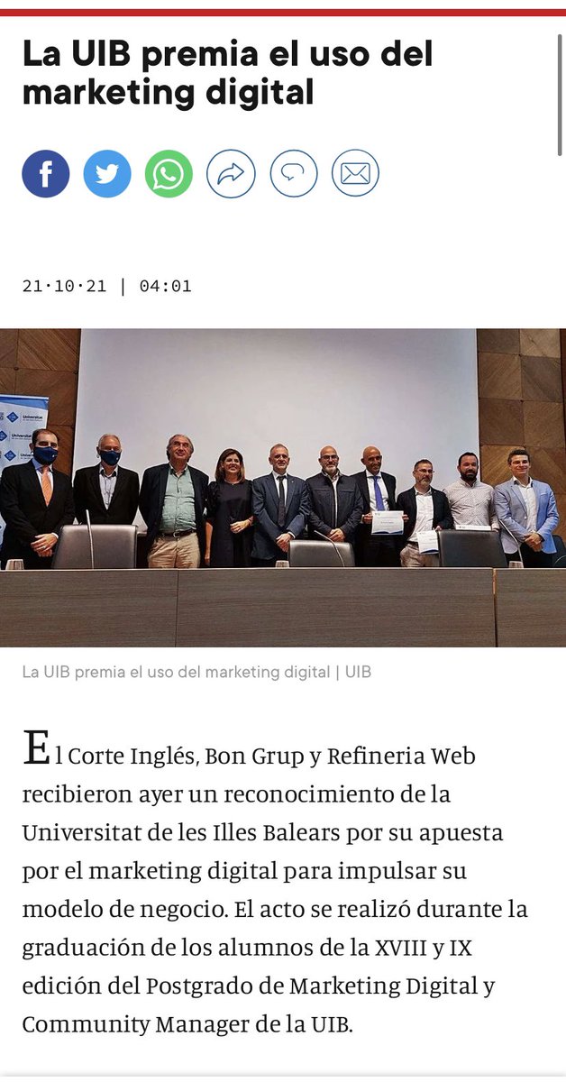 Moltes gràcies pel reconeixement a <a href="/refineriaweb/">Refineria</a> ! 👏🏼
Gràcies a tot l’equip humà que ho fa possible i als clients que confien en nosaltres.
<a href="/UIBuniversitat/">Universitat de les Illes Balears - UIB</a>