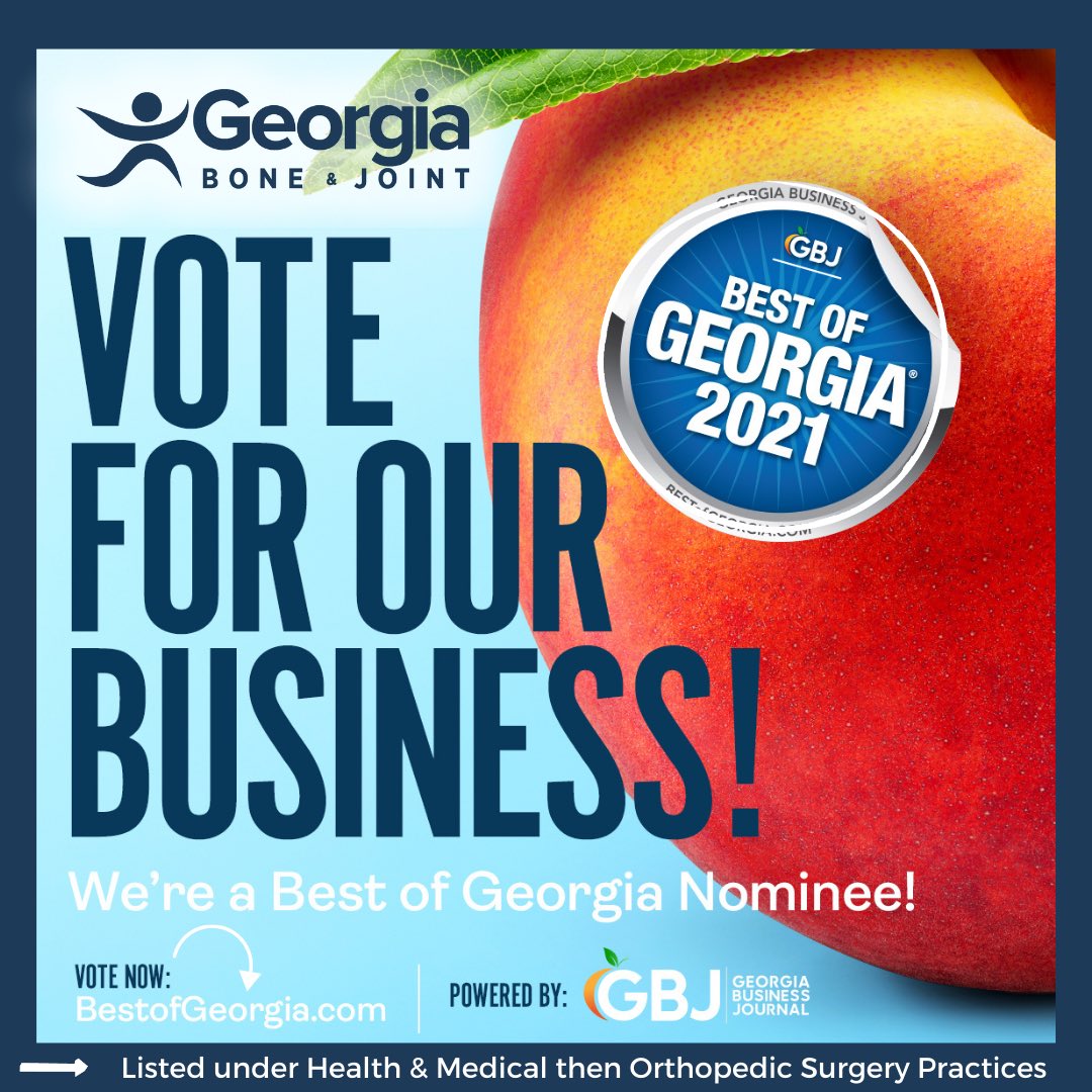 GaBoneandJoint's tweet photo. Vote for us for Best of Georgia! We were nominated for Georgia Business Journal’s Best of Georgia 2021. Use the link below to vote, or go to https://t.co/ggygcj5zkV for 2021 Voting, you can find us under Health &amp; Medical then Orthopedic Surgery Practice!
https://t.co/Ri020hAsTJ https://t.co/WXUrKNGC5V