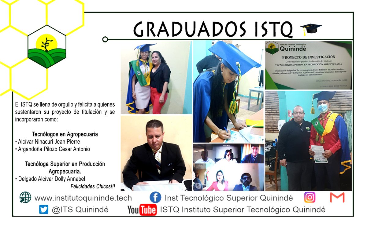 ITSQuininde's tweet photo. El ISTQ se llena de orgullo y felicita a quienes sustentaron su proyecto de titulación y se incorporaron como Tecnólogos en Agropecuaria 👩🏻‍🎓 y Tecnólogos superior en producción agropecuaria👨🏻‍🎓

Felicidades chicos 👏👏👏👏

#somosISTQ #ISTQSabeHacer
 #La_investigación_no_se_detiene https://t.co/PvvrDLvVyS