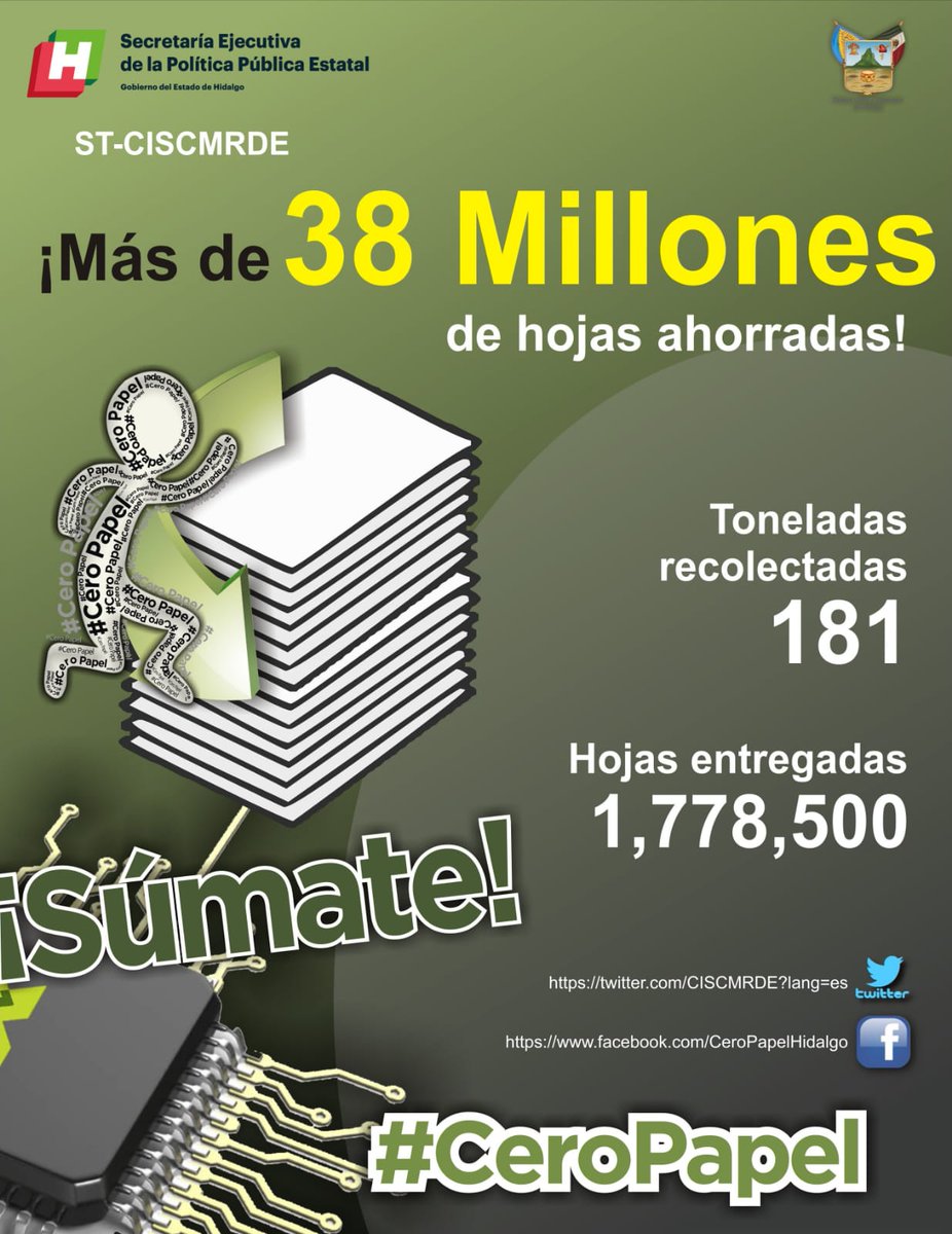 Reducción del uso de papel: un compromiso con el planeta! 
#súmate a #ceropapel #Hidalgo #CeroPapelHidalgo
