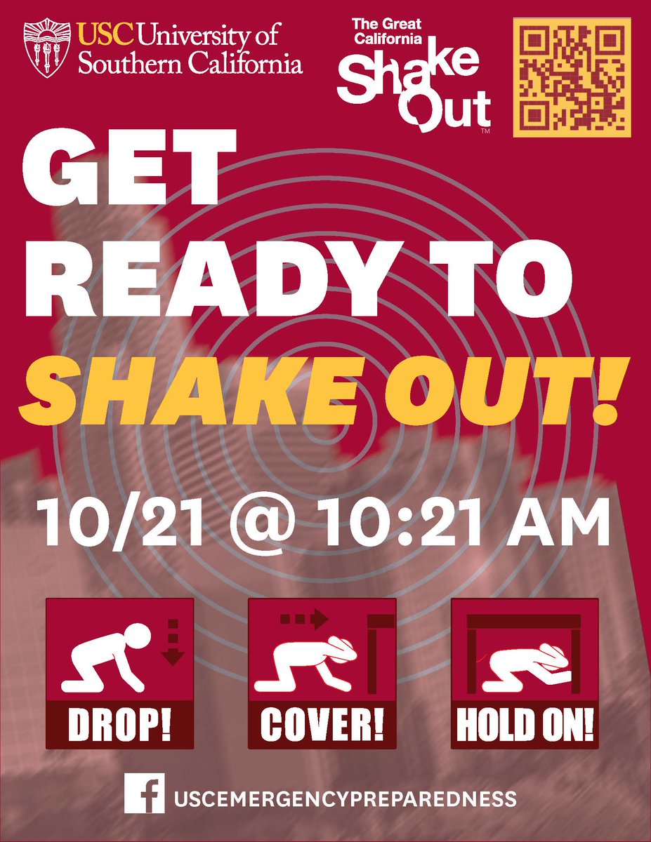 USCArchitecture's tweet photo. Don't forget to join the Great #ShakeOut TODAY at 10:21 am! https://t.co/lzUwv2txVe