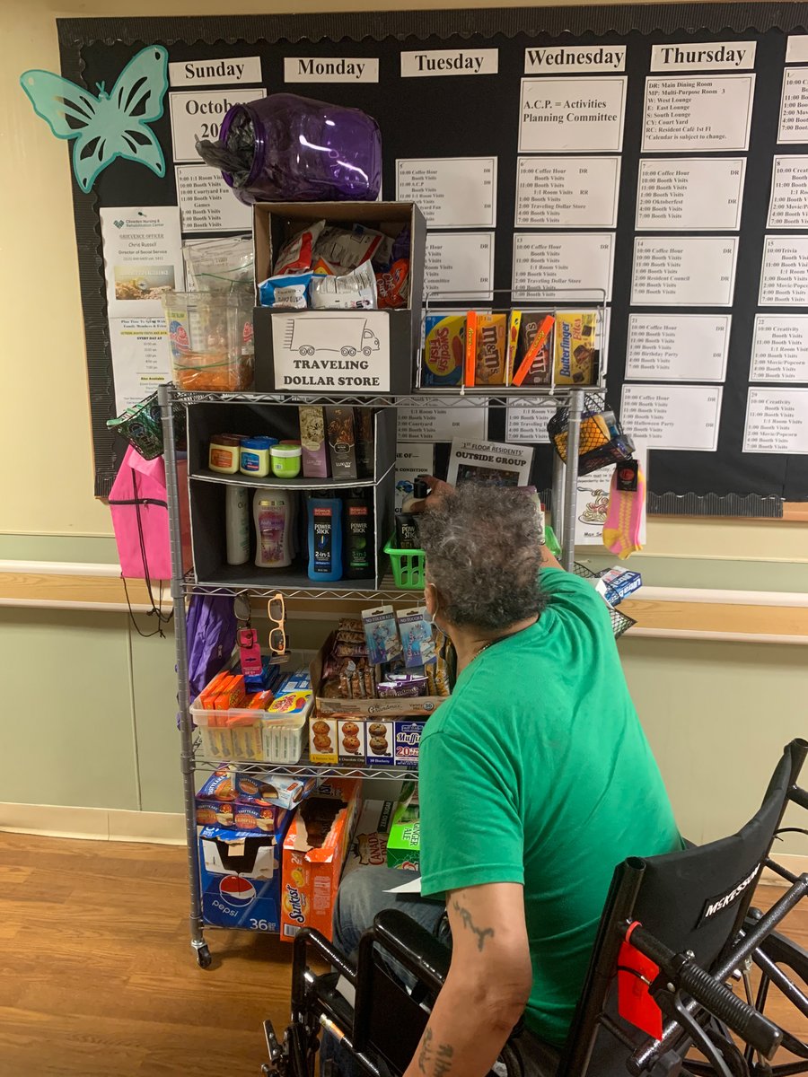 ClivedenNursing's tweet photo. Every Wednesday, our Traveling Dollar Store arrives on each unit so residents and staff can do a little shopping. With options for everyone, good luck resisting these goodies! https://t.co/Tkv7mniQUg